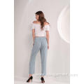 Women's Blue and White Stripe Pants